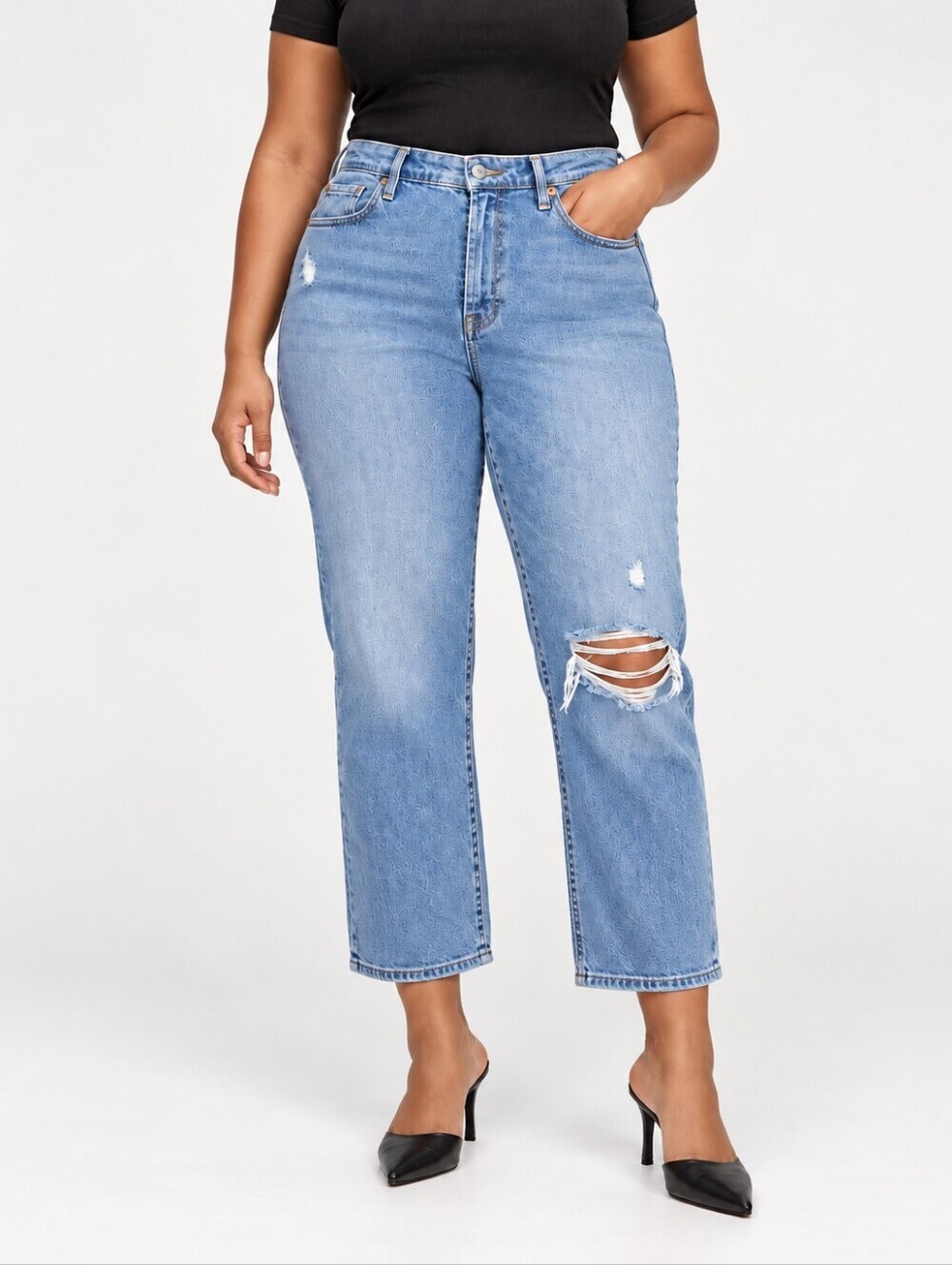 Levi’s Ribcage Straight Ankle Jeans Women's 32 High Rise Distressed Light Wash